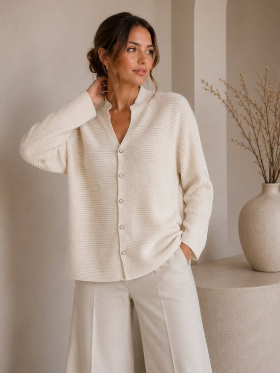 Designers Originals Sweaters - Vintage Designers Originals Ivory Ribbed Cardigan | M